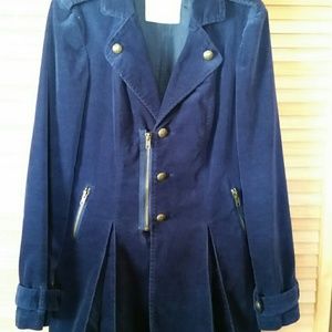 Blue Velvet Military Style Duster
